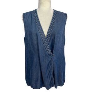 Anthropologie Holding Horses Stitched Chambray Top